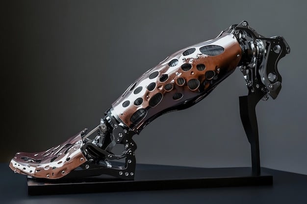 Close-up of a designer shoe featuring an intricately designed sculptural heel, possibly made from recycled metal or bio-plastics, with a futuristic aesthetic.