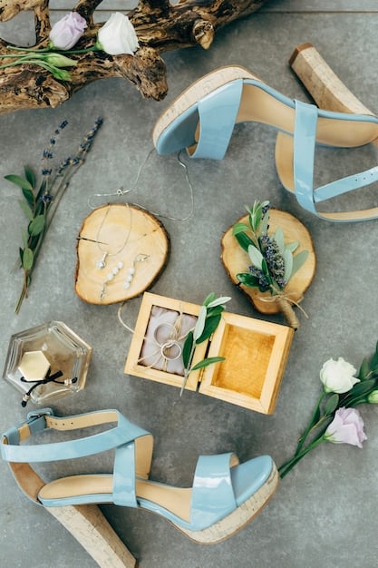 A display of elegant designer pastel shoes, including lavender mules and mint green sandals, arranged artfully on a light-colored plinth, reflecting tranquility.
