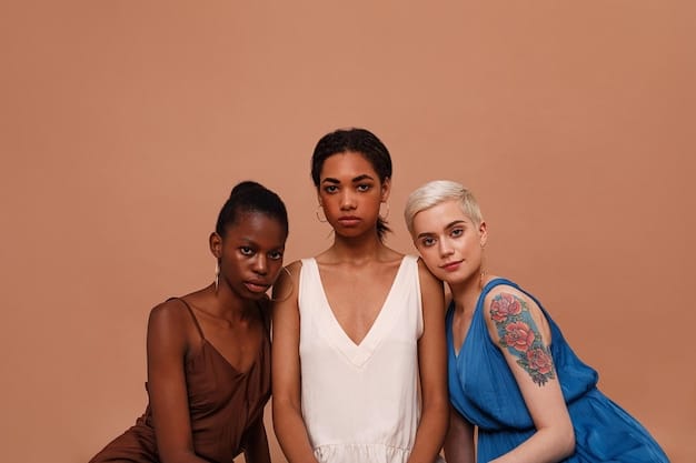 A diverse group of models showcasing fashion jewelry on various skin tones, with a focus on how different metals (gold, silver, rose gold) and gemstone colors (blue, green, red) stand out on fair, medium, and deep complexions.