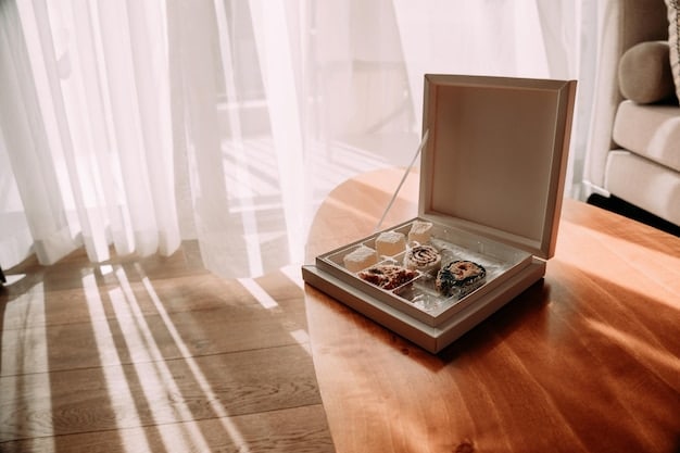 An open jewelry box filled with various fashion jewelry pieces, each neatly organized in separate compartments or pouches, against a soft, elegant background.