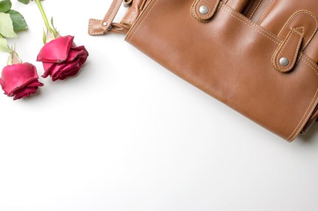A detailed flat lay of a genuine, high-quality designer handbag from a main collection next to a similar looking 