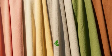 Assortment of sustainable summer fabrics for 2026, including organic cotton, linen, and Tencel, draped in soft light.