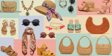 Vibrant collage of six distinct 2026 summer accessory trends on a bright background.